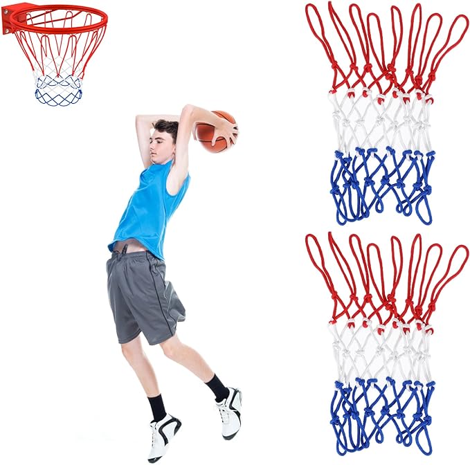 ‎abeillo 2pcs kids basketball net replacement mini heavy duty 8 loops fit 8 10 25 rims  ‎abeillo
