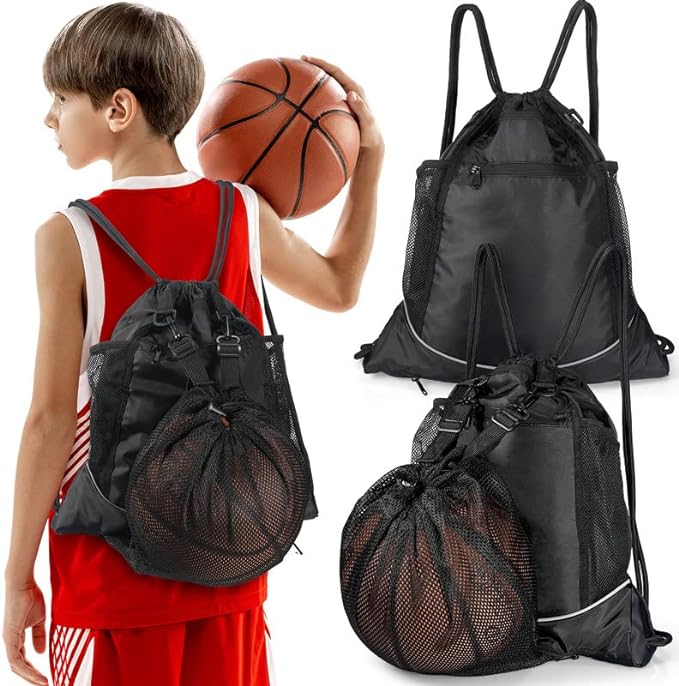 reginary 2 pieces drawstring basketball bag for boys soccer drawstring portable gym bag  ?reginary b09tflg64v