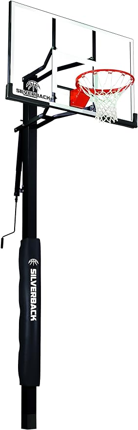 silverback 54 in-ground height adjustable basketball system with tempered glass backboard pro  ‎silverback
