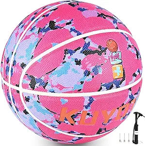 kuyotq pink graffiti size 6 basketball soft composite leather for inandoutdoor with handy pump  ‎kuyotq