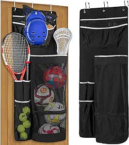 ?goburos over the door hanging sports equipment organizer ball storage with metal hook basketball etc 