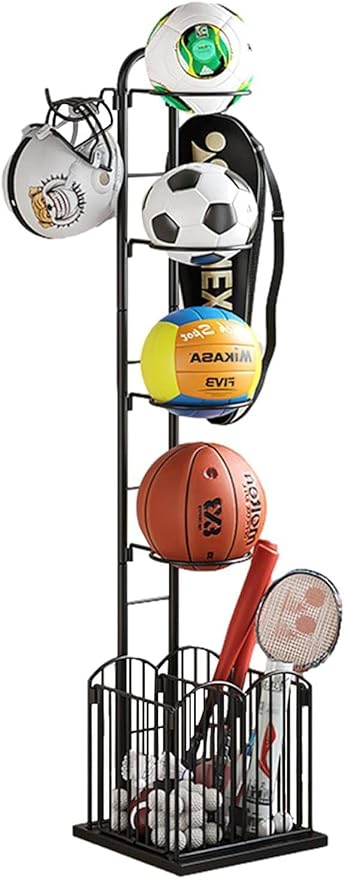 jaffzora basketball rack stable sports equipment storage organizer garage ball holder for volleyball football