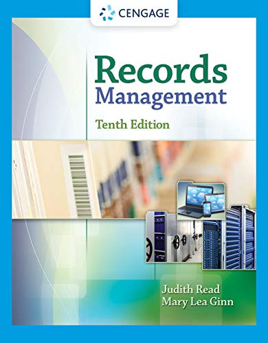 records management 10th edition judith read , mary lea ginn 1305119169, 9781305119161