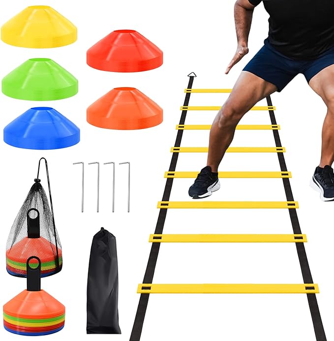 fgbnm agility ladder speed training set agility ladder with disc cones  ?fgbnm b0bxspgtpj