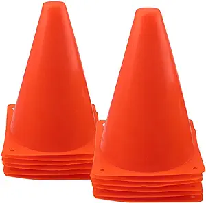 mirepty 7 inch plastic traffic cones sport training agility marker cone for soccer skating outdoor sports 