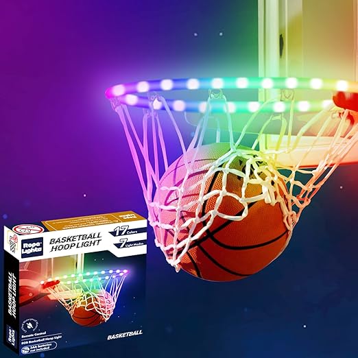 mafuken rope lights led basketball hoop light remote control waterproof basketball rim with 17 colors 