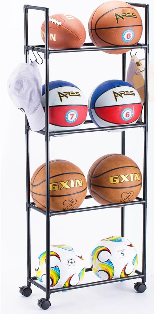 fdsdefen basketball rack garage ball storage stand ball rack rolling balls organizer with wheels  ‎fdsdefen