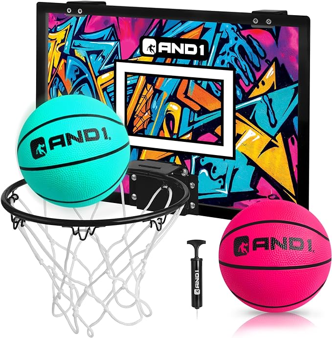 and1 over the door mini hoop 18 x12 pre assembled portable basketball hoop with flex rim  ‎and1 b089nz52yn