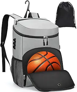 ‎generic basketball backpack large with ball compartment and separate shoe bag 33l sports  ‎generic