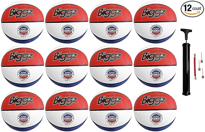 jsport official size 7 basketballs red/white/blue bulk with pump  ‎jsport b073d3zrwp