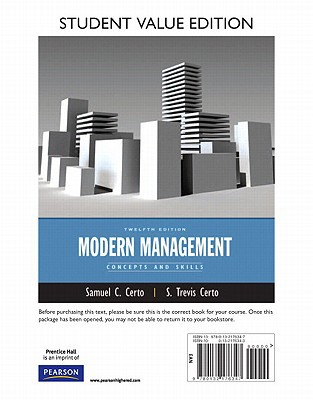 modern management concepts and skills 12th edition samuel c. certo ,  s. trevis certo 0132176343,