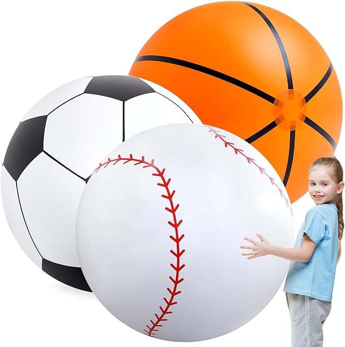 lewtemi 3 pcs giant inflatable sports balls large for summer pool outdoor  lewtemi b0bz4fb7hy