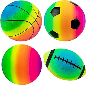 homotte rainbow sports balls pack of 4 1 each of 8 5 football basketball soccer and volleyball  homotte