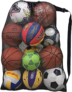 ‎generic heavy duty sports ball bag drawstring mesh extra large soccer ball bag with adjustable strap 