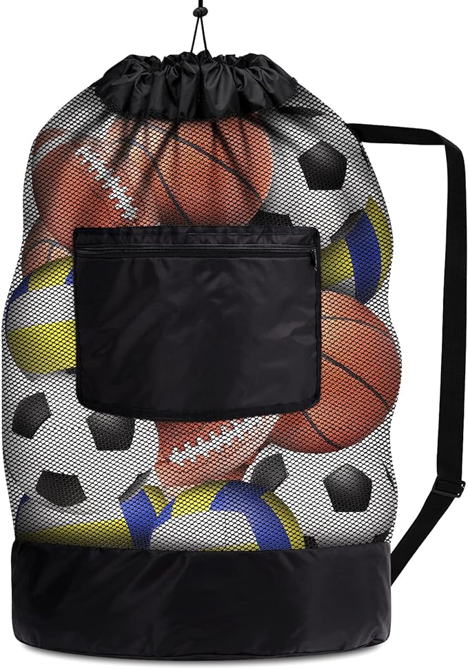 ‎dogeek mesh ball bag durable mesh drawstring gym sports equipment bag for football volleyball etc 