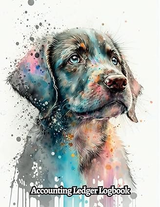 watercolor dog accounting ledger logbook record income and expenses for bookkeeping small businesess and