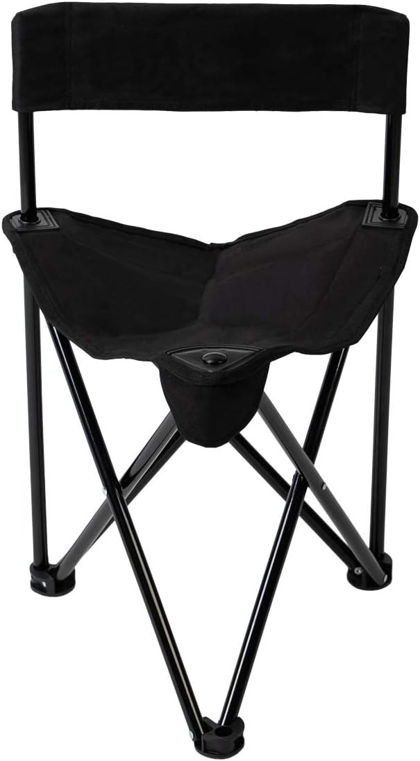 Pacific Pass Lightweight Portable Tripod Camp Chair Includes Carry Bag Polyester Steel Black