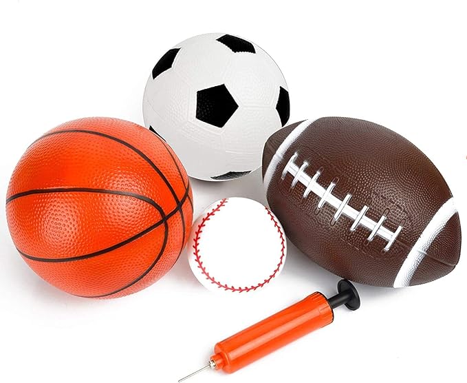 amarlozn sports balls set inflatable 6 football 6 basketball 8.5 4 pcs  ‎amarlozn b088jtz4xl