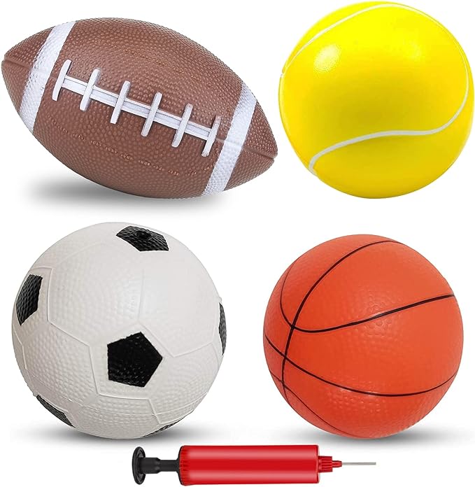 hymaz sports ball for kids todder toys balls with air pump 4 pack  hymaz b082r3zc4m