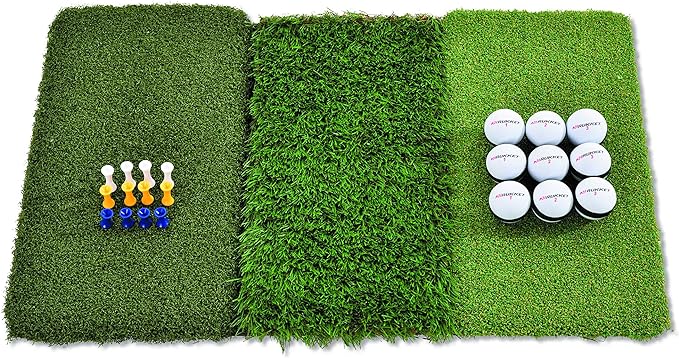 rukket tri turf golf hitting mat attack portable driving chipping training aids for backyard with adjustable 