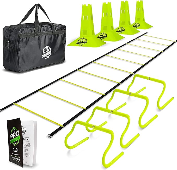 ‎pro footwork agility ladder speed training equipment includes 5 speed hurdles  ‎pro footwork b07dlzx6yv