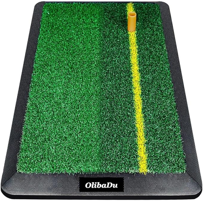 olibadu premium golf training mat with hitting line portable grass practice mat for indoor/outdoor use 