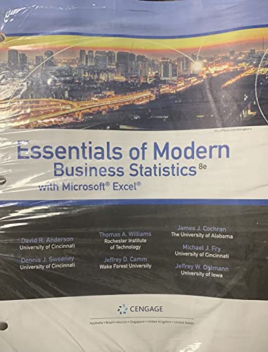 essentials of modern business statistics with microsoft excel 8th edition david r. anderson, thomas a.