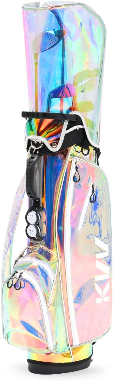 kvv fashion golf stand bag clear holographic colorful 14-way top dividers  ‎kvv b0b8yplp4h
