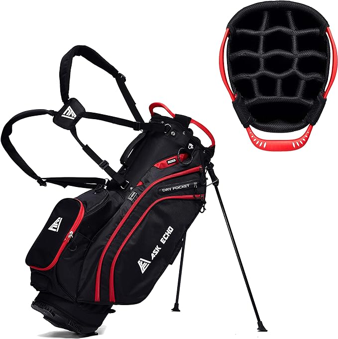 Ask Echo Lightweight Golf Stand Bag With 14 Way Full Length Dividers 9 Pockets