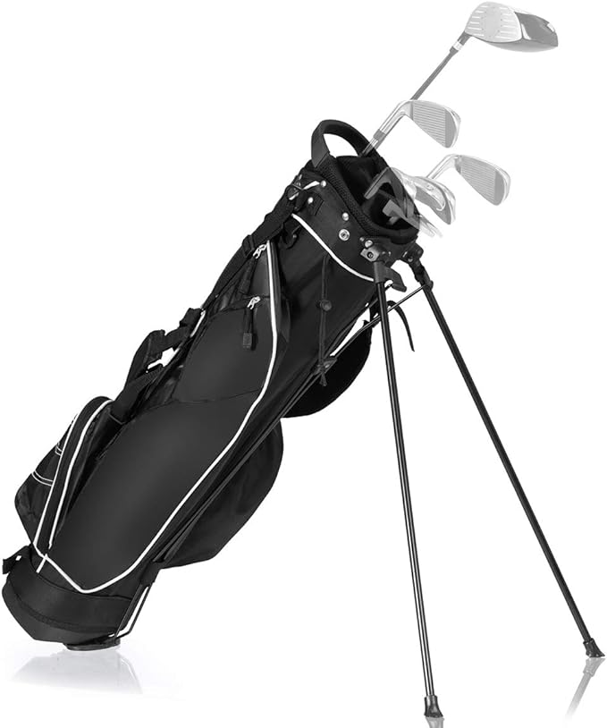 gymax golf stand bag 4 way divider golf bag with 4 zippered pockets  ‎gymax b07kkf9tzv