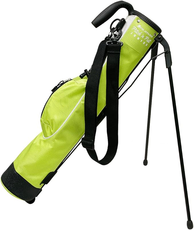 orlimar pitch n putt junior golf bag with stand lime green 25 tall ultra 1 zippered pocket shoulder strap 