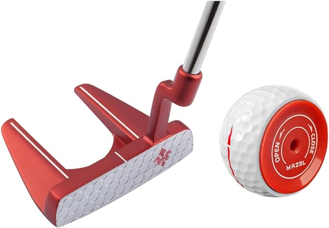 mazel golf putter with red grip and golf putting ball bundle of 2  ‎mazel b09z6bq7xw