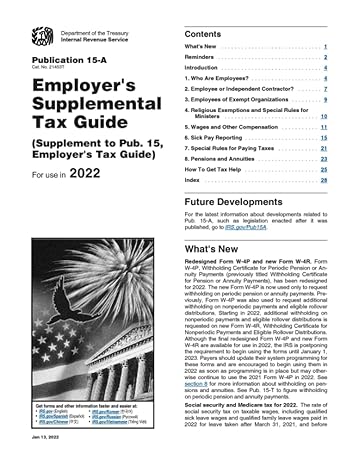publication 15.a employers supplemental tax guide 1st edition u.s. internal revenue service 979-8407535744