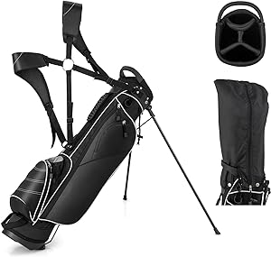 goplus golf stand bag lightweight with 4 way top dividers rain cooler bag 4 zippered pockets  ‎goplus