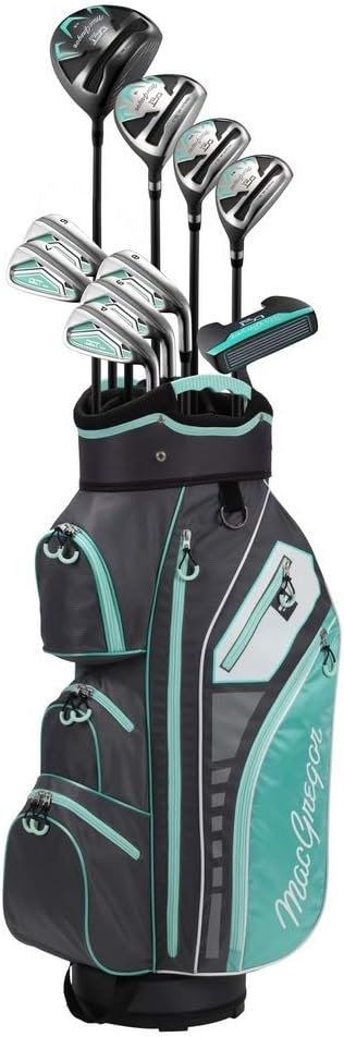 macgregor womens dct3000 ladies golf package set and golf club cart bag set black/aqua right hand 