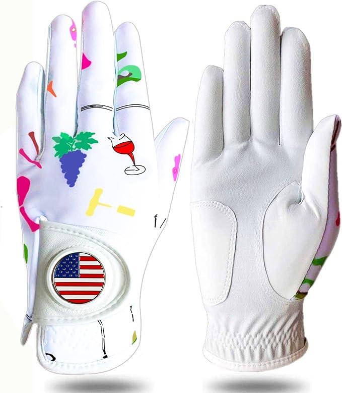 amy sport womens golf glove with ball marker rain left right hand printed pack soft size small medium large