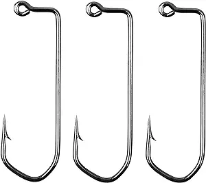 ‎vateico 100pcs aberdeen jig hook with 90 degree round bend for saltwater freshwater size 1/0 6/0 
