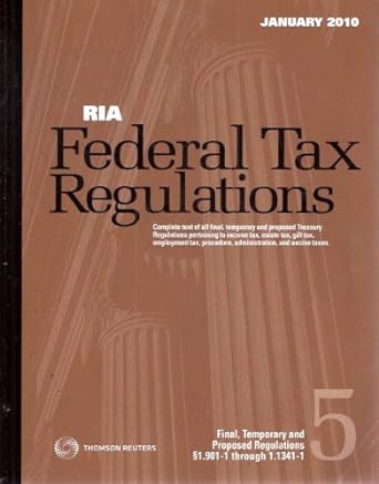 ria federal tax regulations 5th edition ria 0781104203, 978-0781104203