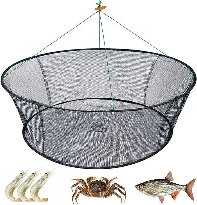 weisgja portable folded crab net with fishing rope hand casting cage crab  ?weisgja b09q2sxjh6