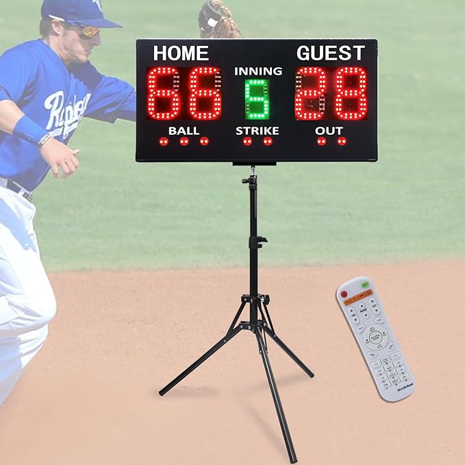 ousmile portable baseball digital scoreboard with remote strike out inning score keeper outdoor  ‎ousmile