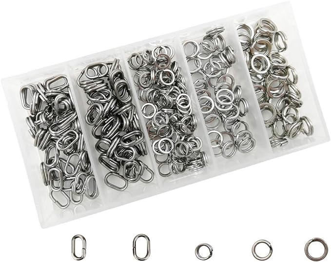 drchoer 250pcs fishing split rings stainless steel fishing tackle ring chain  drchoer b07phby4xq