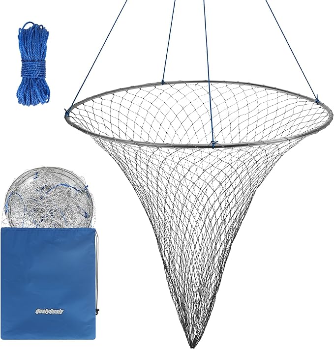 qualyqualy bridge and pier fishing net foldable drop net for pier fishing with rope landing net  ?qualyqualy