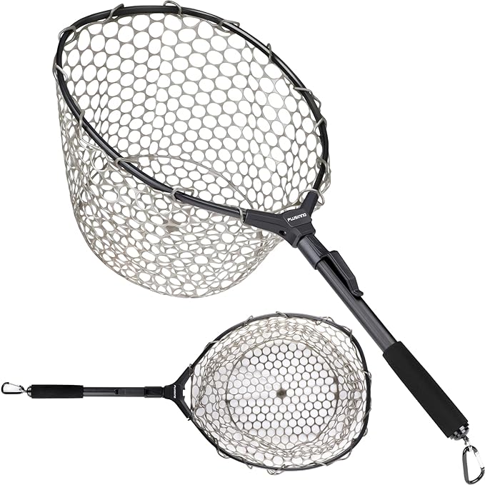 plusinno fly fishing net trout bass net soft rubber mesh catch and release net  ?plusinno b07dhr154c