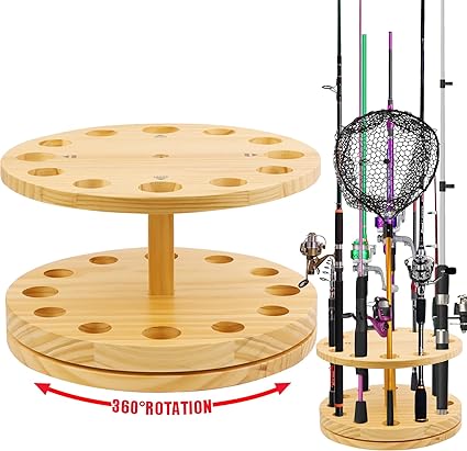 ‎homshiam fishing rod holders for garage organizer hold up to 12 rods 360 degree rotating vertical 