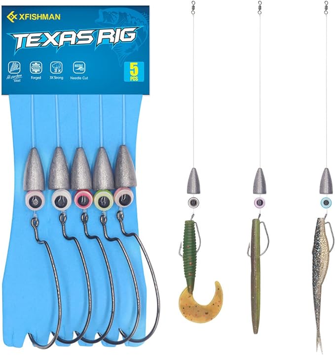 ‎xfishman texas rigs for bass fishing leaders with weights hooks rigged line kit  ‎xfishman b09bcwcbxj