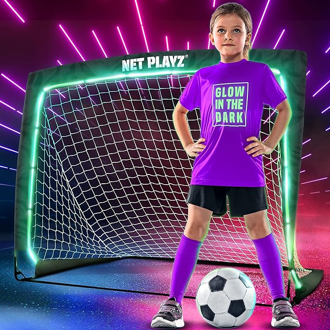 ?net-playz soccer gifts light up soccer goals glow in the dark portable for teens and youth  ?net-playz