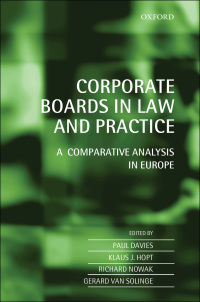 corporate boards in law and practice 1st edition paul davies, klaus hopt, gerard van solinge 0198705158,