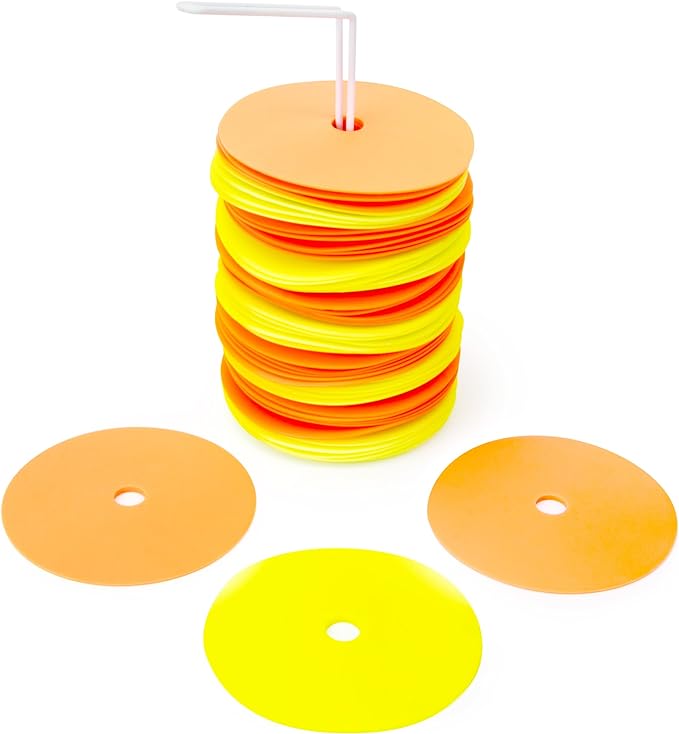 crown sporting goods 6 non skid floor spot markers set of 50 agility with metal carrying stand  ‎crown