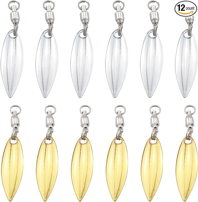 whyhkj 12pcs bearing ring willow leaf sequin or fishing lures accessories 6pcs silver gold  ‎whyhkj