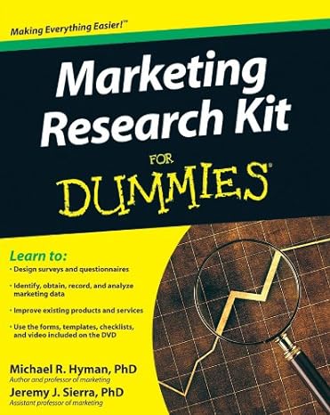 marketing research kit for dummies 1st edition jeremy sierra ,michael hyman 047052068x, 978-0470520680